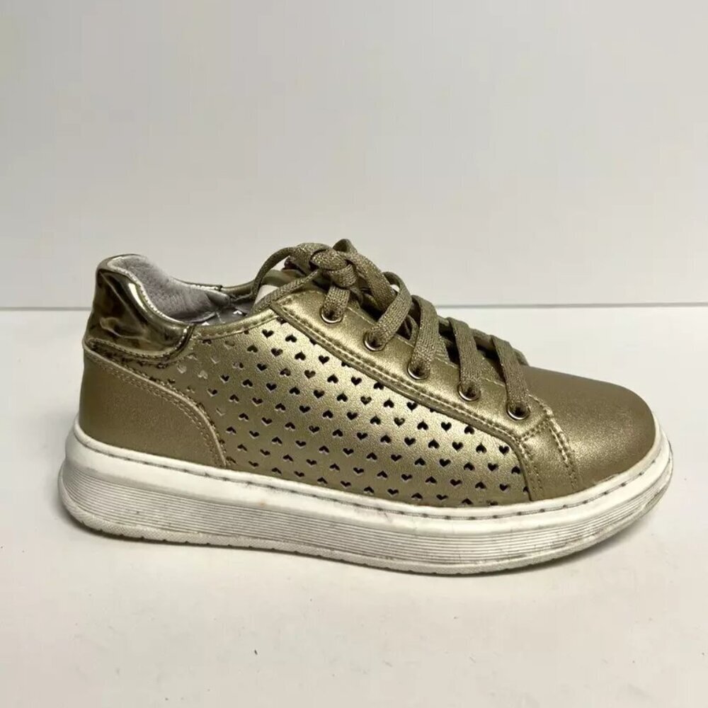 Naturino Girls Taula Zip Sneaker Gold Size US2.5 M Big Kid